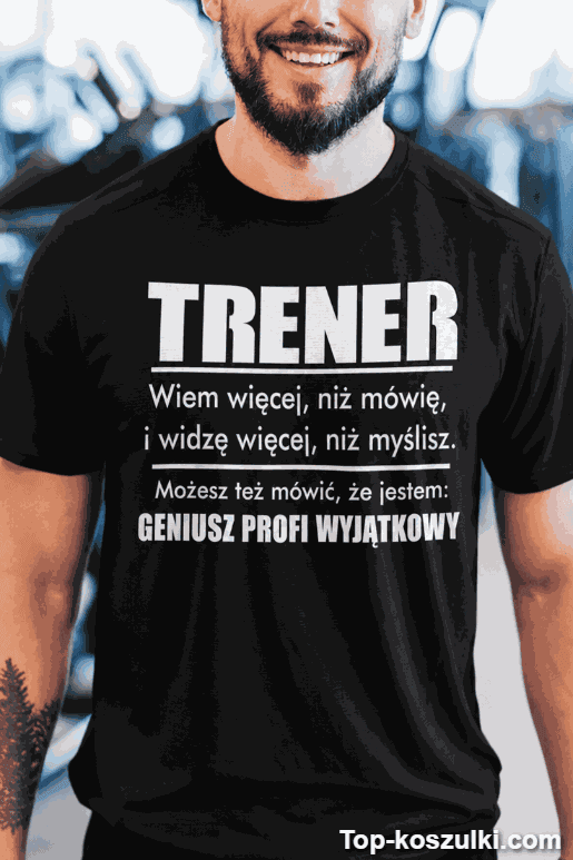 Śmieszna koszulka trener geniusz profi wyjątkowy