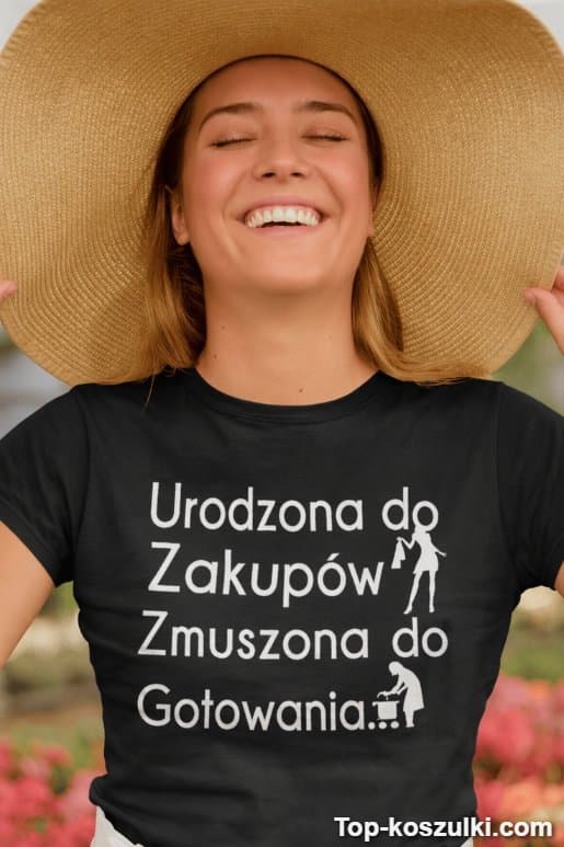 Śmieszna koszulka urodzona do zakupów