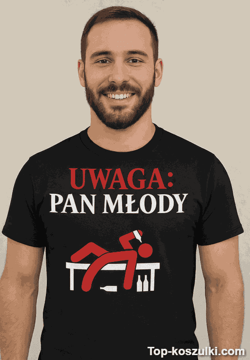 Śmieszna koszulka uwaga pan młody