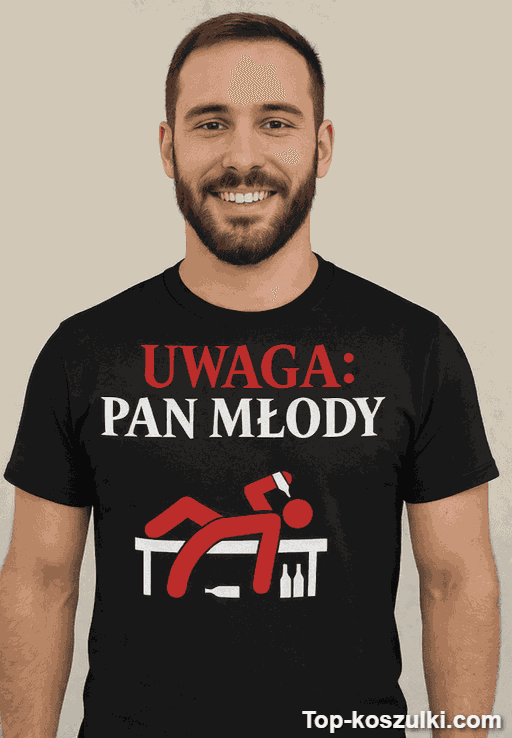 Śmieszna koszulka uwaga pan młody