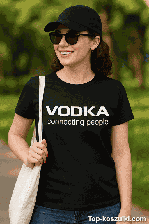 Śmieszna koszulka vodka connecting people