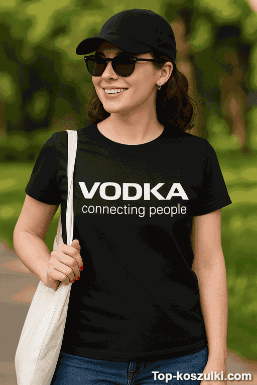 Śmieszna koszulka vodka connecting people