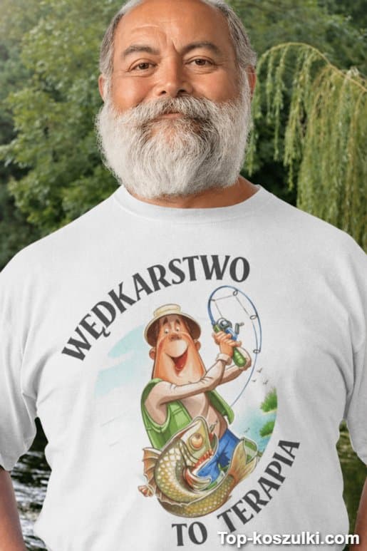 Śmieszna koszulka wędkarstwo to terapia 2