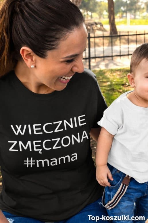 Śmieszna koszulka wiecznie zmęczona mama