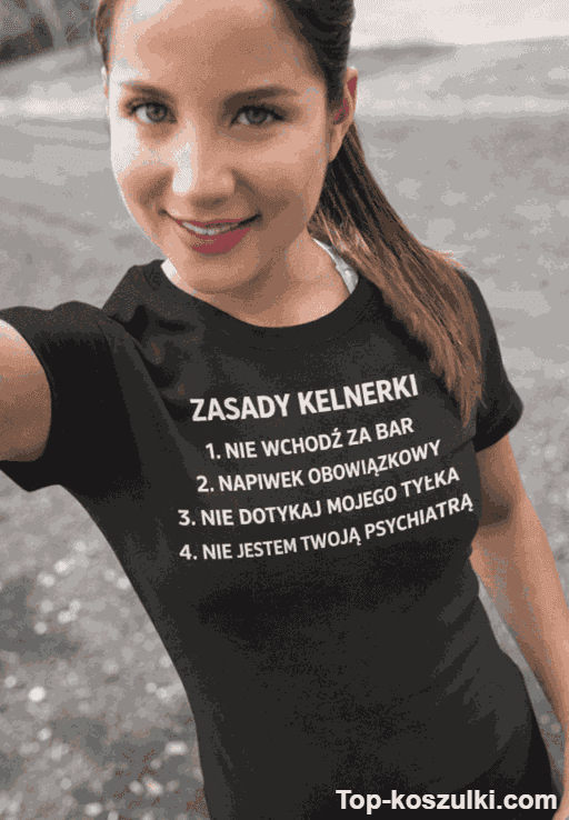 Śmieszna koszulka zasady kelnerki