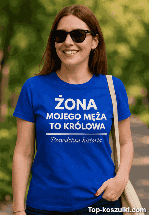 Śmieszna koszulka żona mojego męża to królowa