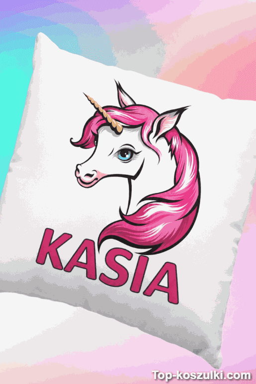 Śmieszna poduszka jednorożec z dowolnym imieniem