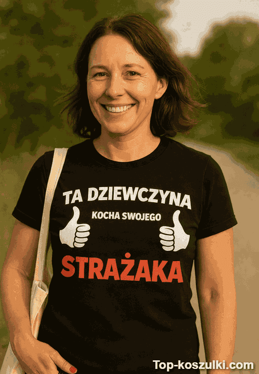 Śmieszna koszulka ta dziewczyna kocha strażaka