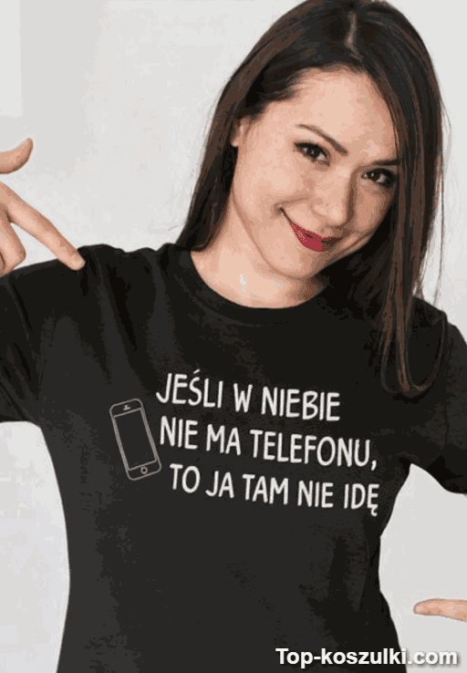 Śmieszna koszulka w niebie nie ma telefonu
