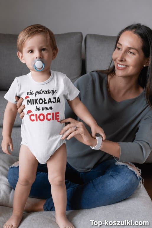 Śmieszne body nie potrzebuję Mikołaja z własnym imieniem