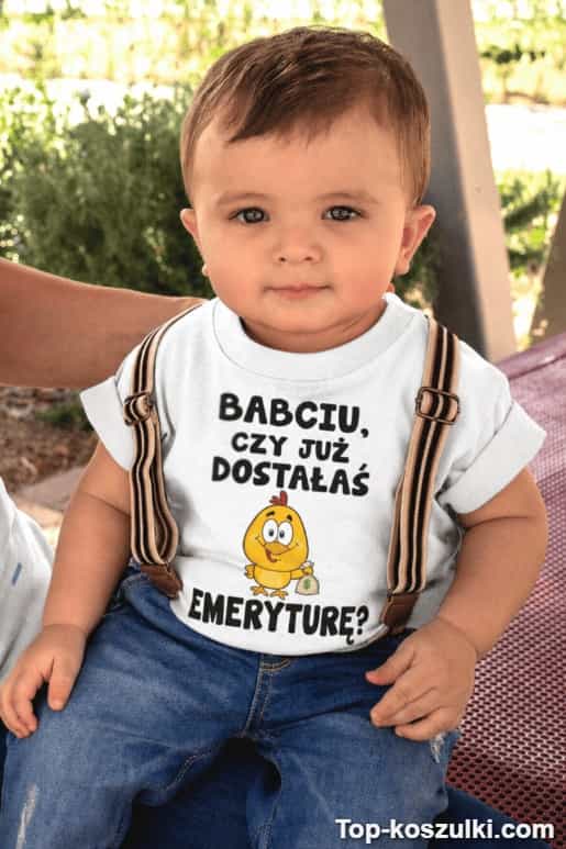 Śmieszne body niemowlęce babciu emerytura