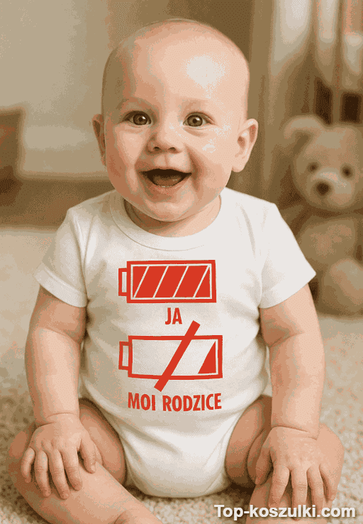 Śmieszne body niemowlęce bateria rodzice