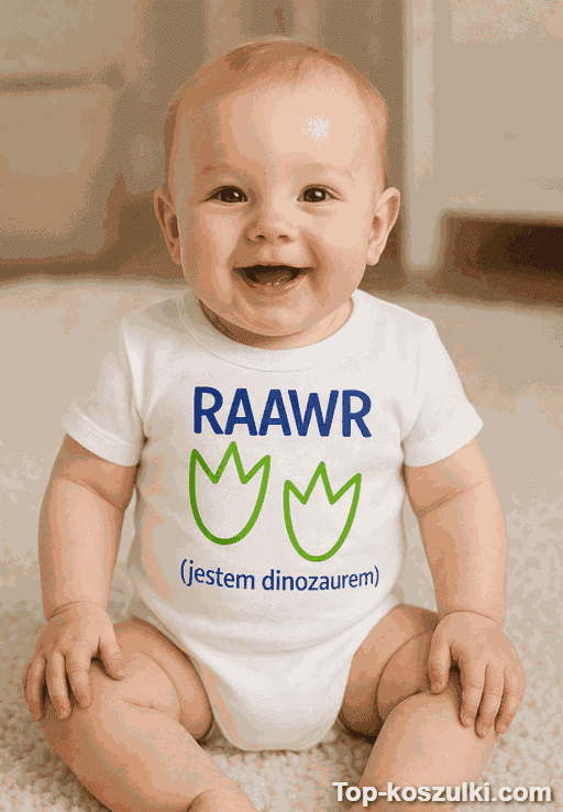 Śmieszne body niemowlęce dinozaur raawr