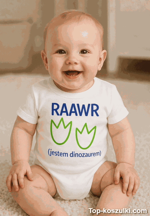 Śmieszne body niemowlęce dinozaur raawr