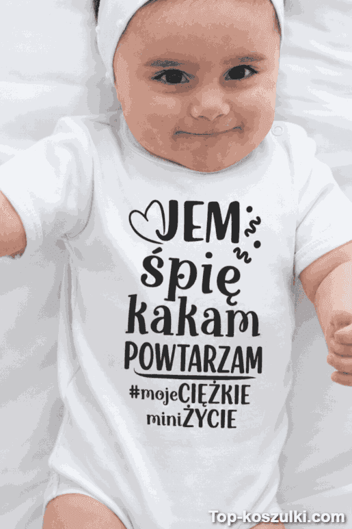 Śmieszne body niemowlęce jem śpię kakam powtarzam