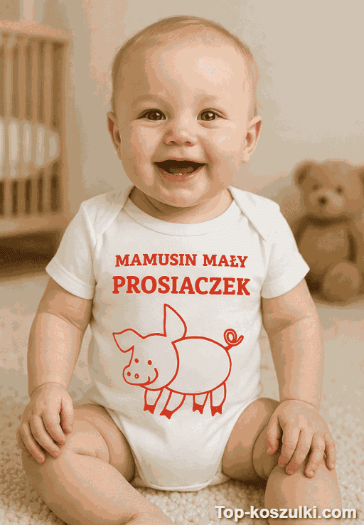 Śmieszne body niemowlęce mamusin mały prosiaczek