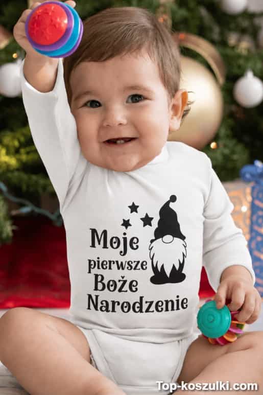 Śmieszne body niemowlęce moje pierwsze Boże Narodzenie