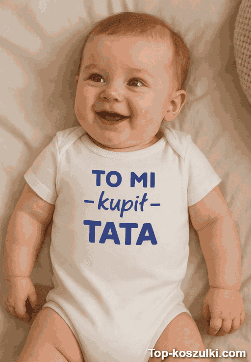 Śmieszne body to mi kupił tata z własnym napisem