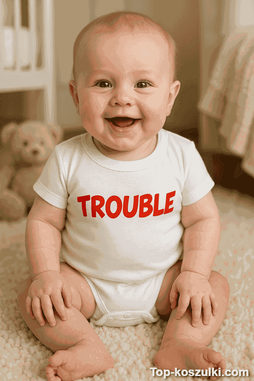 Śmieszne body niemowlęce TROUBLE
