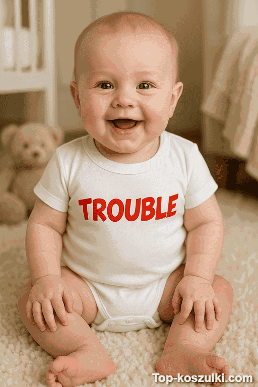 Śmieszne body niemowlęce TROUBLE
