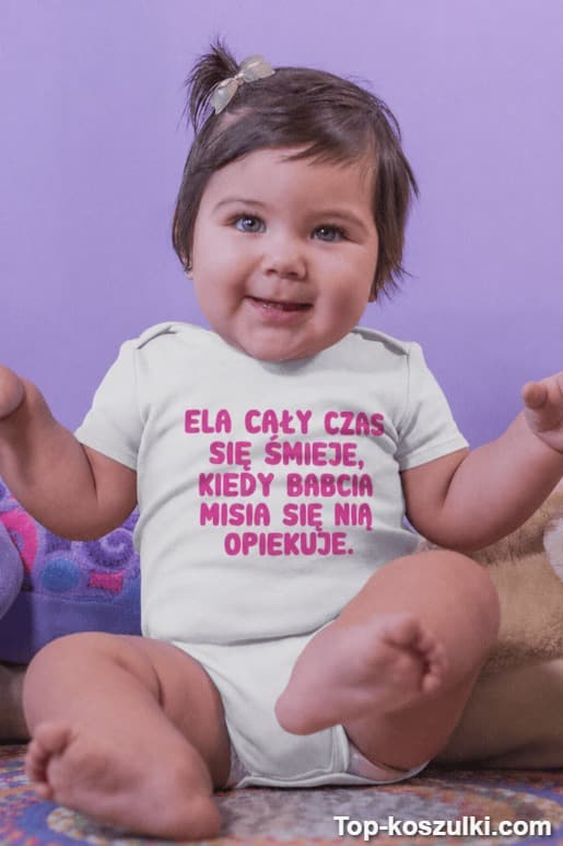 Śmieszne body niemowlęce z babcią z dowolnym imieniem