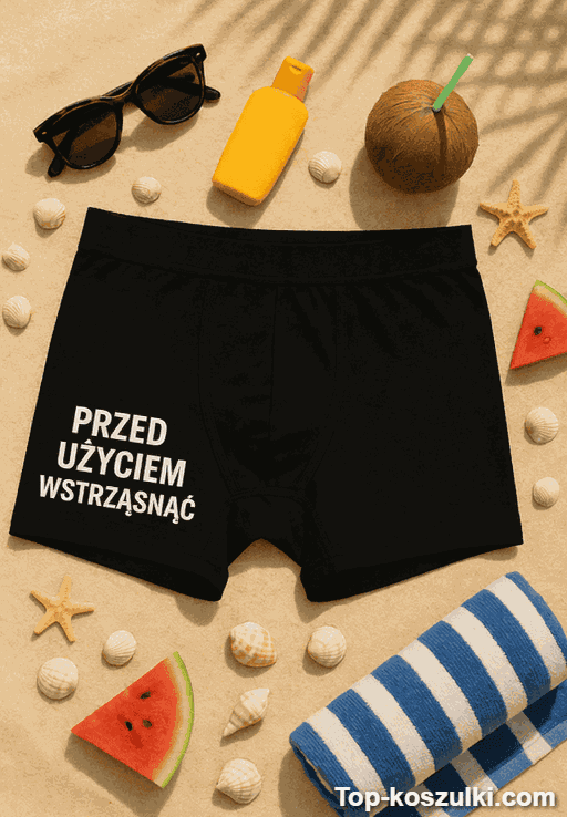 Śmieszne męskie bokserki przed użyciem wstrząsnąć