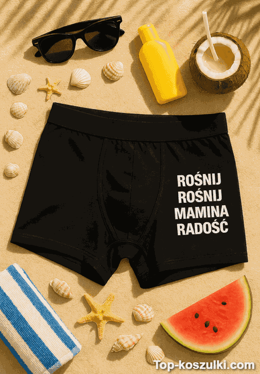 Śmieszne męskie bokserki rośnij rośnij mamina radość