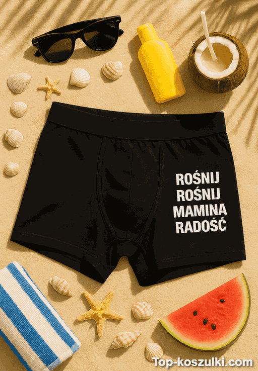 Śmieszne męskie bokserki rośnij rośnij mamina radość