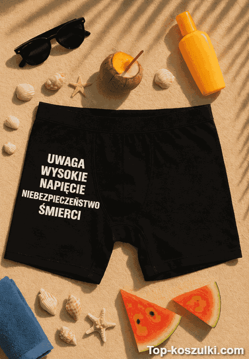 Śmieszne męskie bokserki uwaga wysokie napięcie