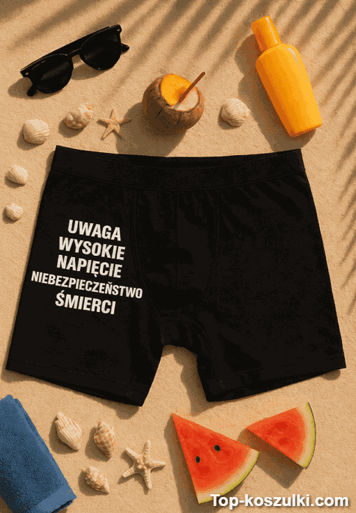Śmieszne męskie bokserki uwaga wysokie napięcie