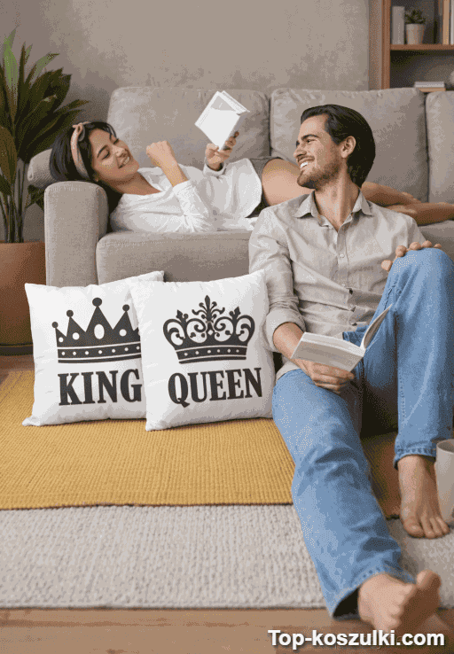 Śmieszne poduszki King Queen komplet