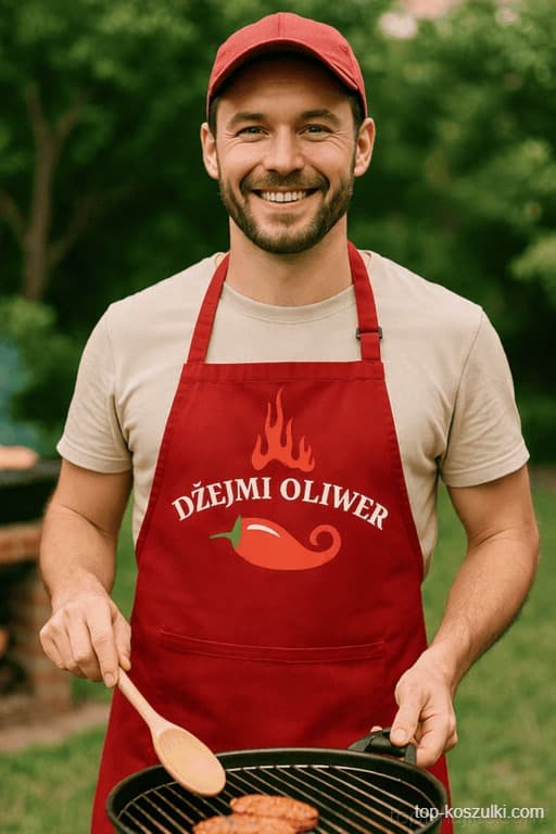 Śmieszny fartuch do grillowania Dżejmi Oliwer