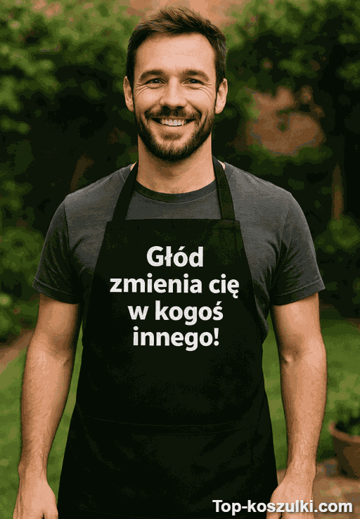 Śmieszny fartuch głód zmienia w kogoś innego