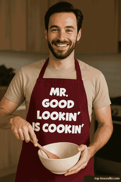 Śmieszny fartuch mr. good lookin' is cookin'