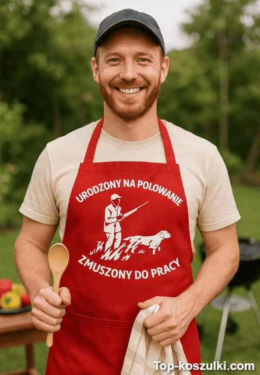 Śmieszny fartuch urodzony na polowanie zmuszony do pracy