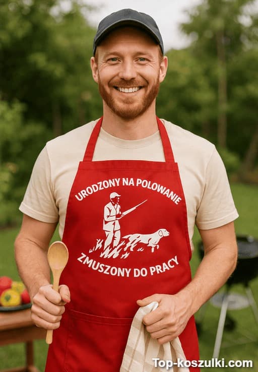 Śmieszny fartuch urodzony na polowanie zmuszony do pracy