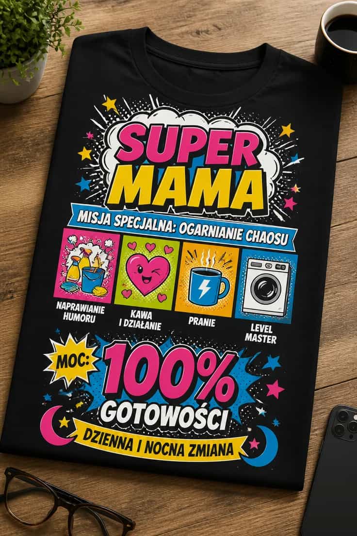 Koszulka super mama misja specjalna ogarnianie chaosu