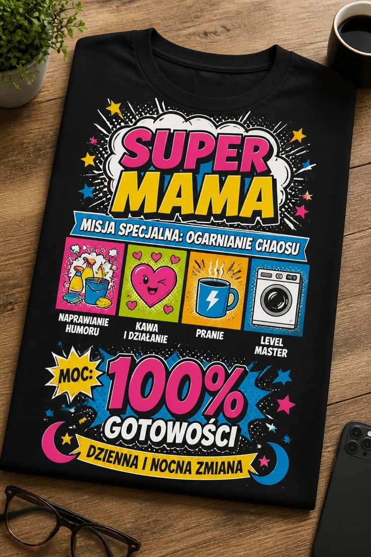 Koszulka super mama misja specjalna ogarnianie chaosu