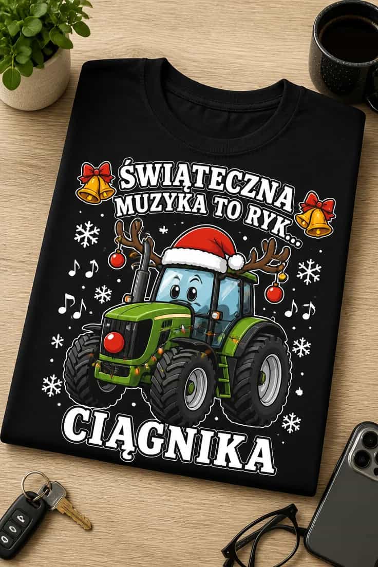 Koszulka traktorzysty świąteczna muzyka to ryk ciągnika