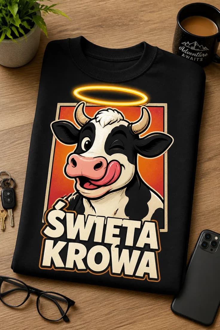 Koszulka z krótkim motywem – Święta Krowa