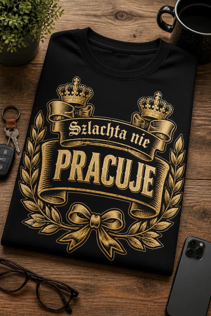 Koszulka z krótkim motywem – Szlachta nie Pracuje