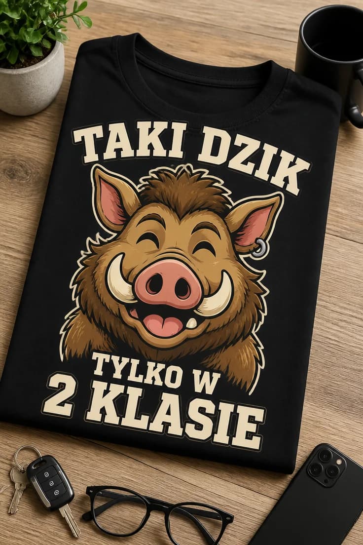 Koszulka dla chłopaka z 2 klasy – Taki Dzik Tylko W 2 Klasie