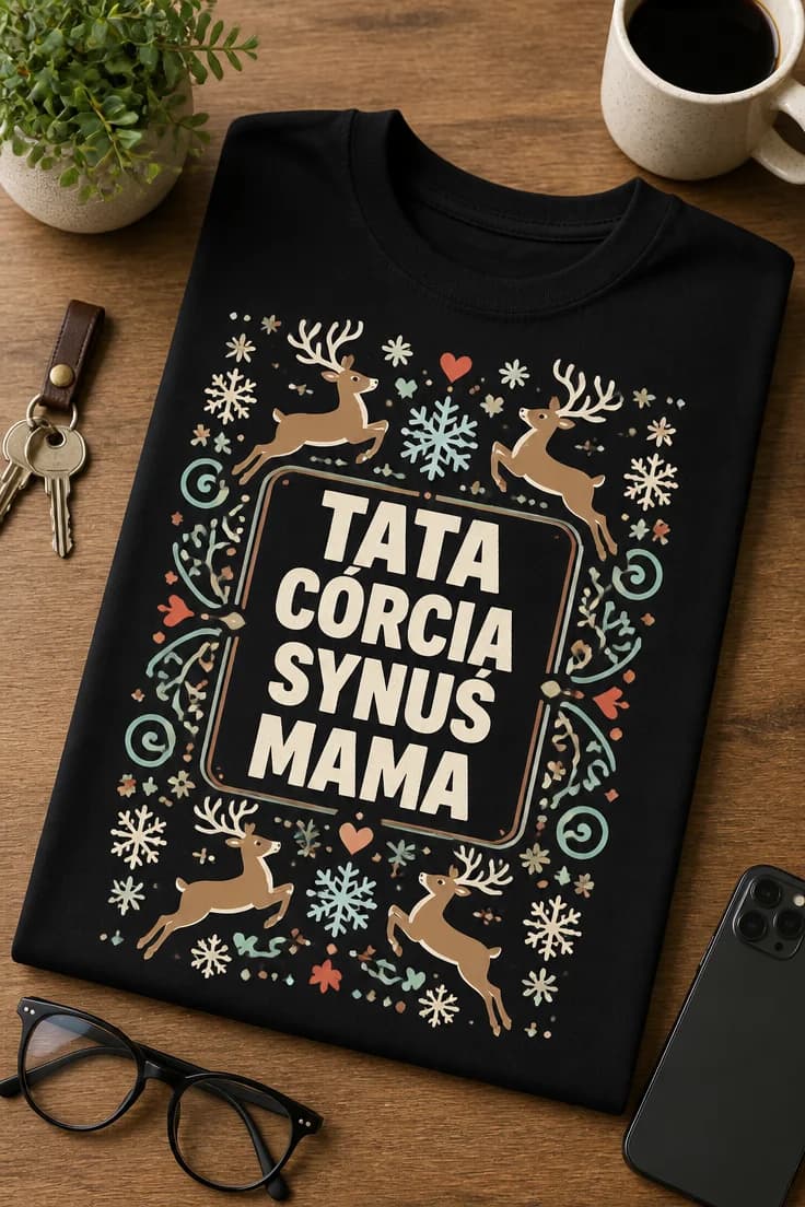 Koszulka dla rodziny – Tata Córcia Synuś Mama