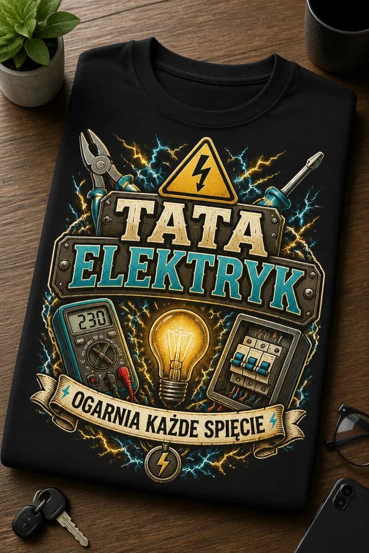 Koszulka tata elektryk ogarnia każde spięcie