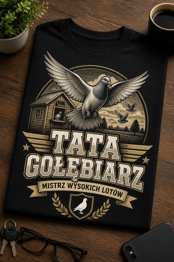 Koszulka tata gołębiarz mistrz wysokich lotów
