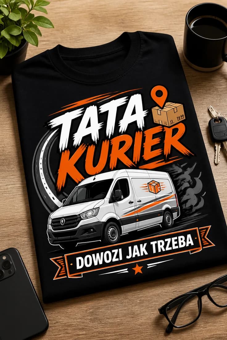 Koszulka dla taty kuriera – Tata Kurier Dowozi Jak Trzeba