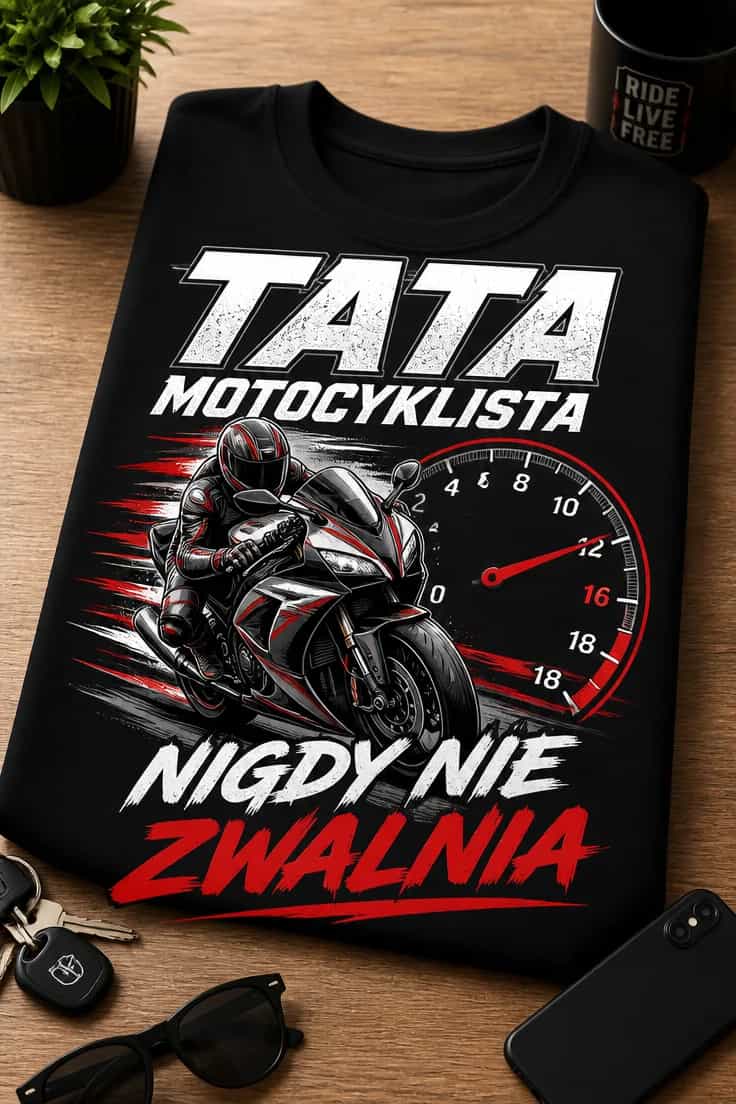 Koszulka tata motocyklista nigdy nie zwalnia