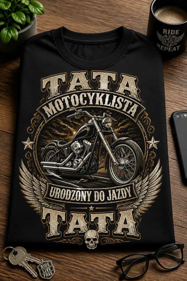 Koszulka tata motocyklista urodzony do jazdy
