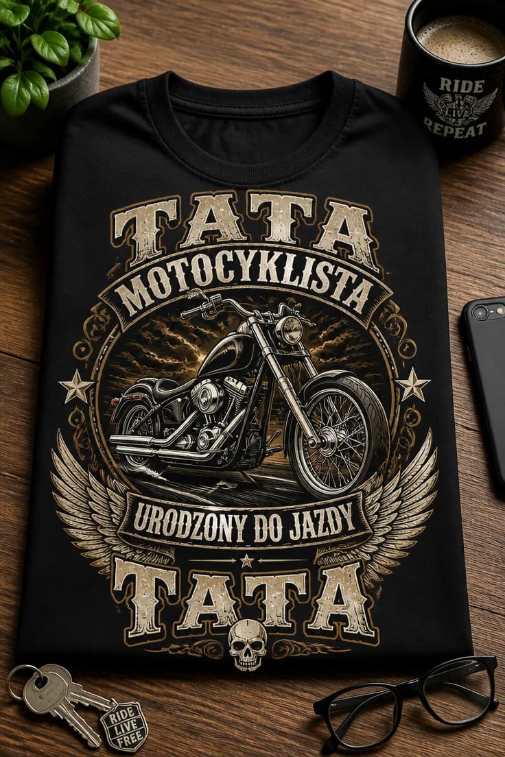 Koszulka tata motocyklista urodzony do jazdy