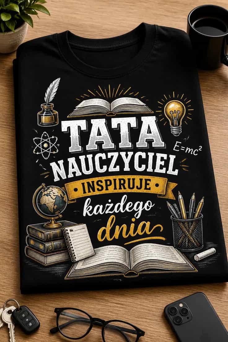 Koszulka tata nauczyciel inspiruje każdego dnia